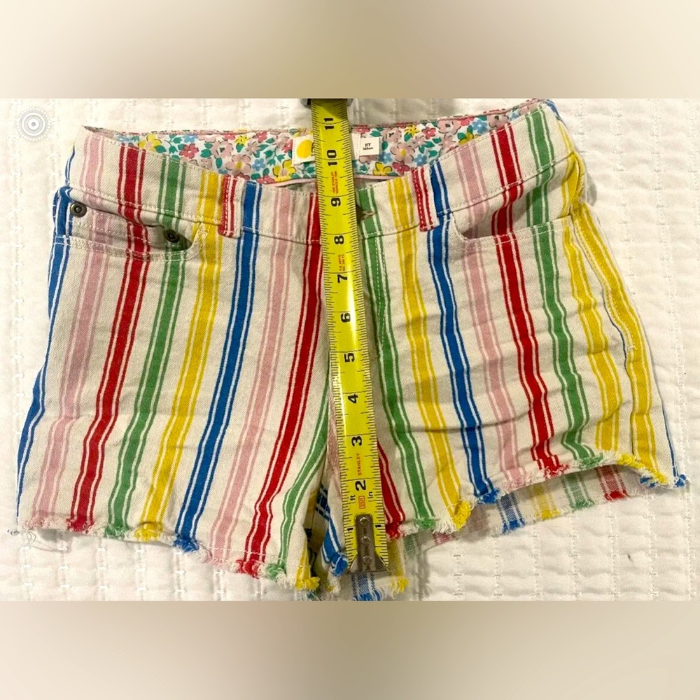 BODEN Girls Shorts 11 Years 146 Cm Rainbow Stripe multi jean Shorts Cut Offs